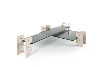 FITZROY - Travertine and glass coffee table by Gianfranco Ferré Home - view 3